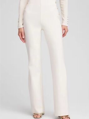 Chico's Cream High-Waist Wide-Leg Pants pull on stretch